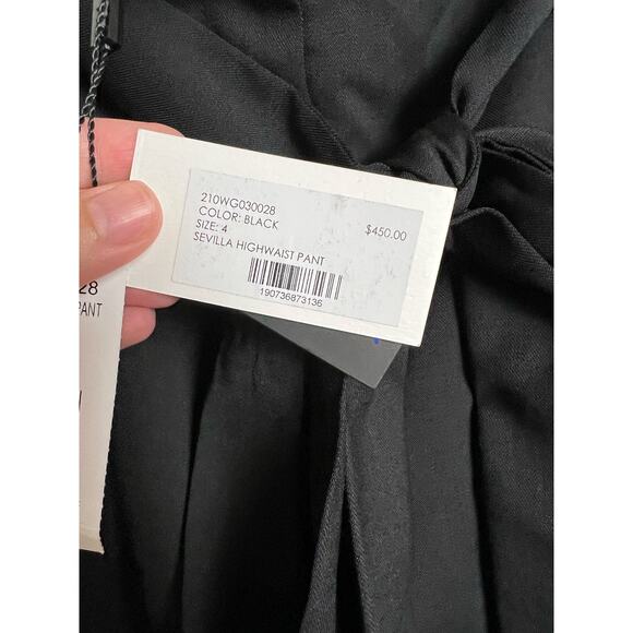 Milly Sevilla Black High Waist Belted Tie Waist Trouser Pants Size 4 - Picture 9 of 11